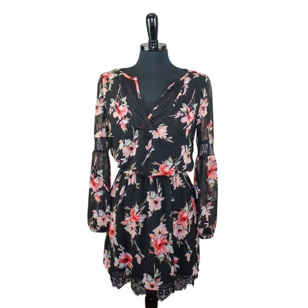 White House Black Market Floral Mini Dress Lace Festival Boho Feminine